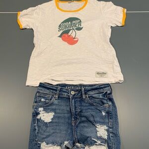 Denim Shorts & Tee